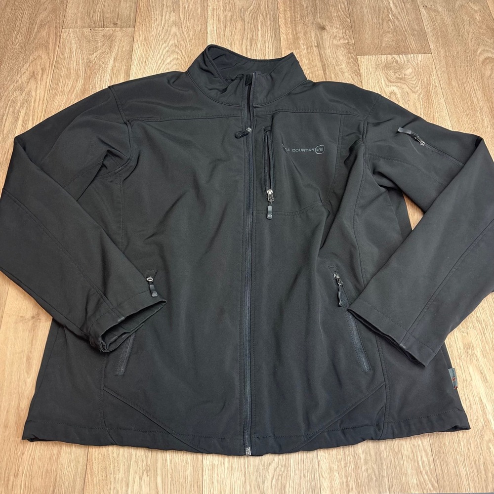 Free Country Mens 2XLT Black Softshell Jacket Full Zip Windbreaker Outdoor Coat